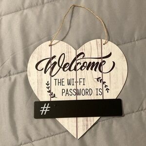 Heart-Shaped Welcome Sign with Wi-Fi Password Holder